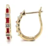 Red Enamel Diamond Hoop Earrings