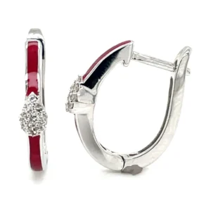 Red Enamel Diamond Earrings