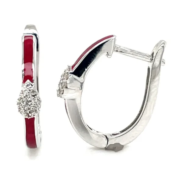 Red Enamel Diamond Earrings