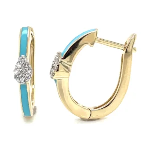 Turquoise Enamel Hoop Earrings
