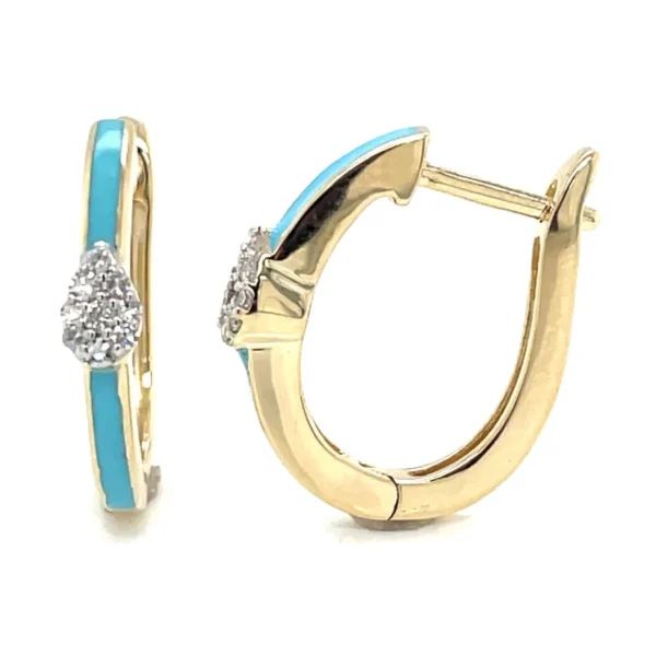 Turquoise Enamel Hoop Earrings