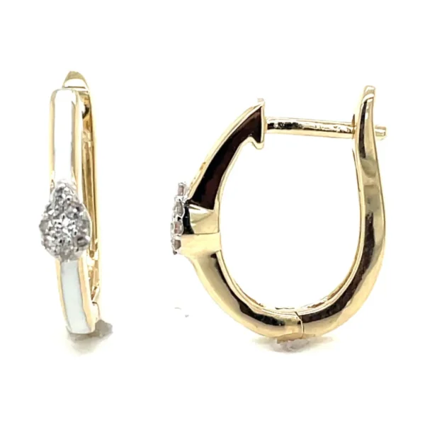 White Enamel Huggie Earrings