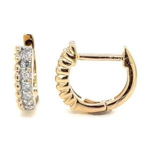 Diamond Beaded Huggie Earrings