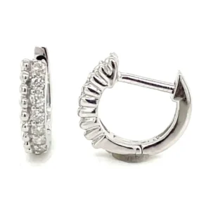 Diamond Beaded Huggie Earrings