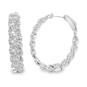 Diamond Cluster Hoop Earrings