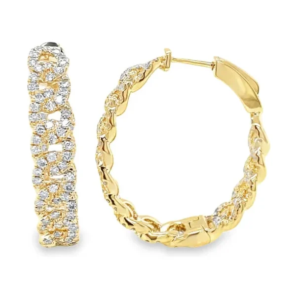 Diamond Chain Hoop Earrings