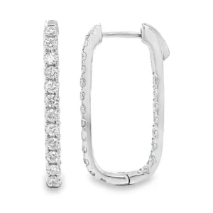 Rectangular Diamond Hoop Earrings