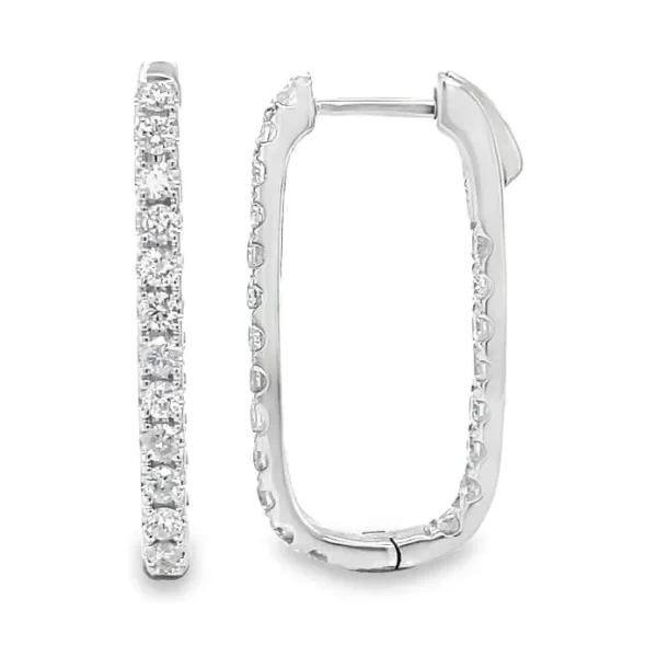 Rectangular Diamond Hoop Earrings