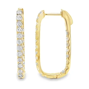 Rectangular Diamond Hoop Earrings