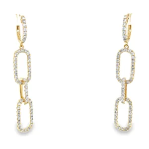 Diamond Chain Link Dangle Earrings