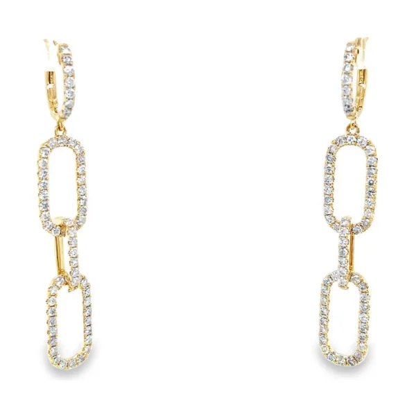 Diamond Chain Link Dangle Earrings