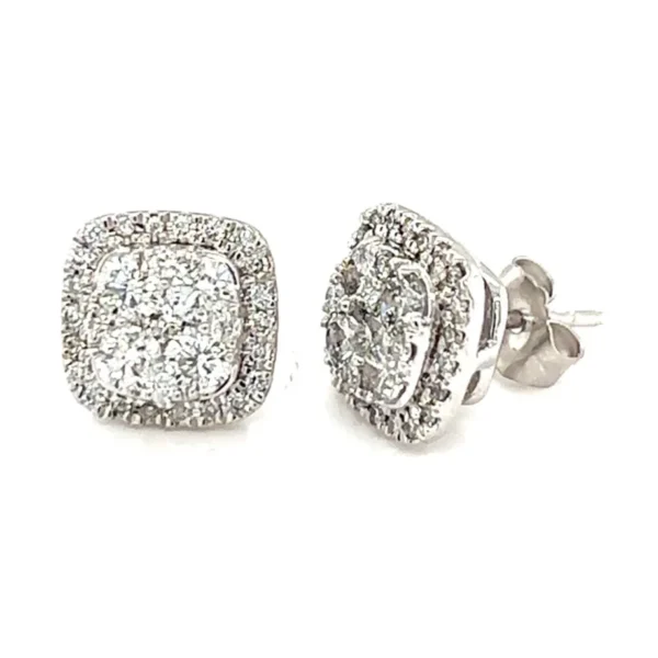 Cushion Diamond Halo Earrings