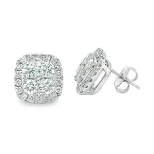 Cushion Halo Stud Earrings