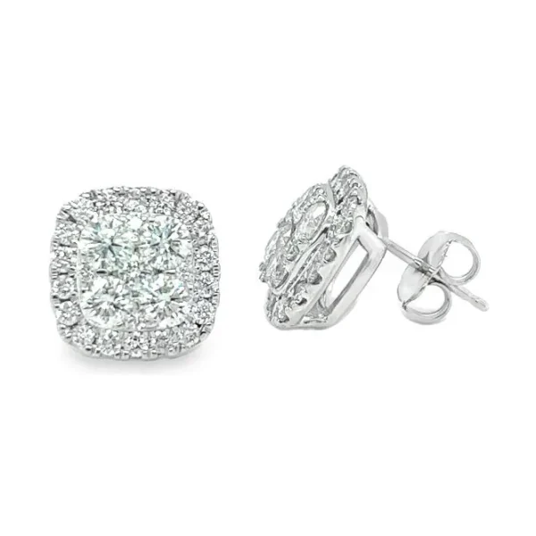 Cushion Halo Stud Earrings