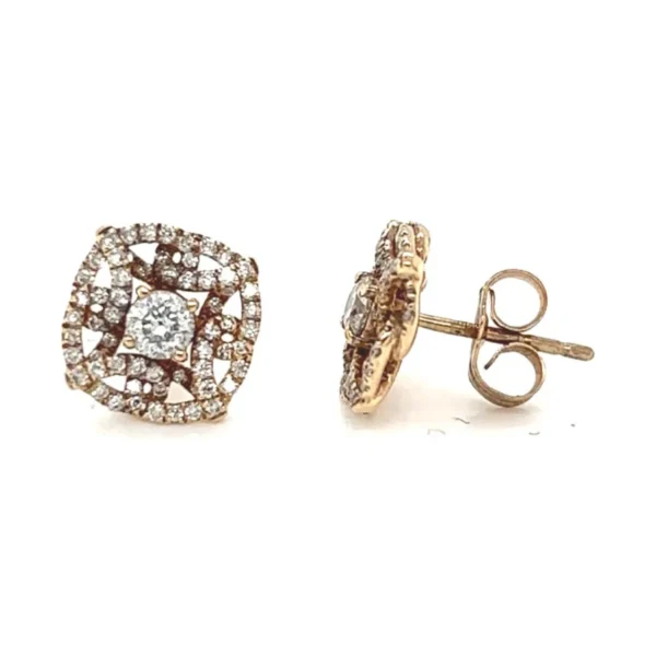 Square Diamond Cluster Earrings