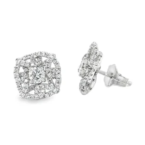 Square Diamond Cluster Earrings