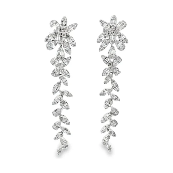 Floral Diamond Dangle Earrings