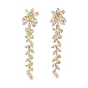 Floral Diamond Dangle Earrings