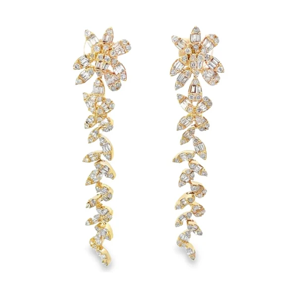 Floral Diamond Dangle Earrings