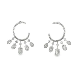Diamond Crescent Dangle Earrings