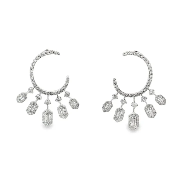 Diamond Crescent Dangle Earrings