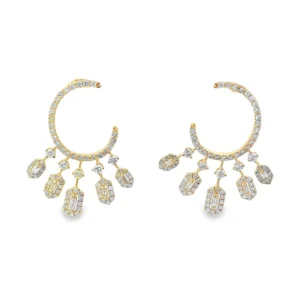 Diamond Crescent Dangle Earrings