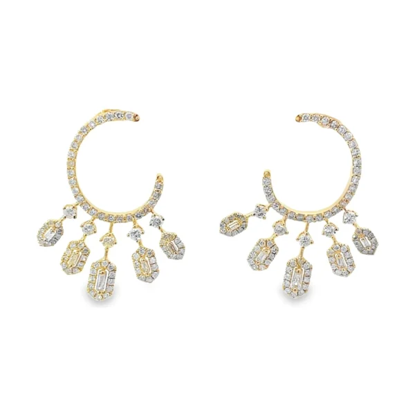 Diamond Crescent Dangle Earrings