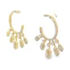 Diamond Crescent Dangle Earrings