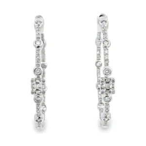 Diamond Bezel Hoop Earrings