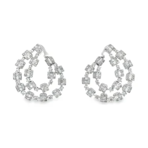 Diamond Cluster Dangle Earrings