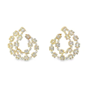 Diamond Cluster Dangle Earrings