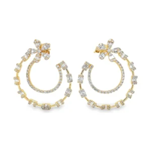 Diamond Floral Dangle Earrings
