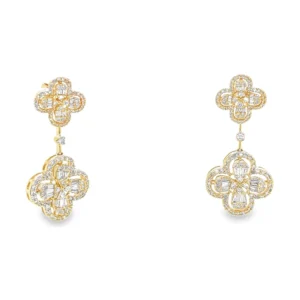 Diamond Clover Dangle Earrings