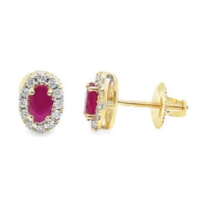 Oval Gemstone Halo Earrings