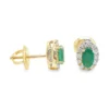 Oval Emerald Halo Earrings