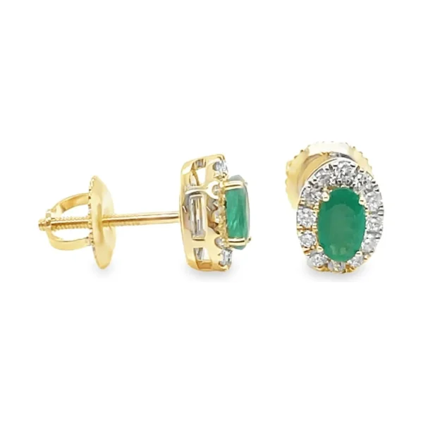 Oval Emerald Halo Earrings