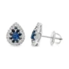 Pear Sapphire Halo Earrings