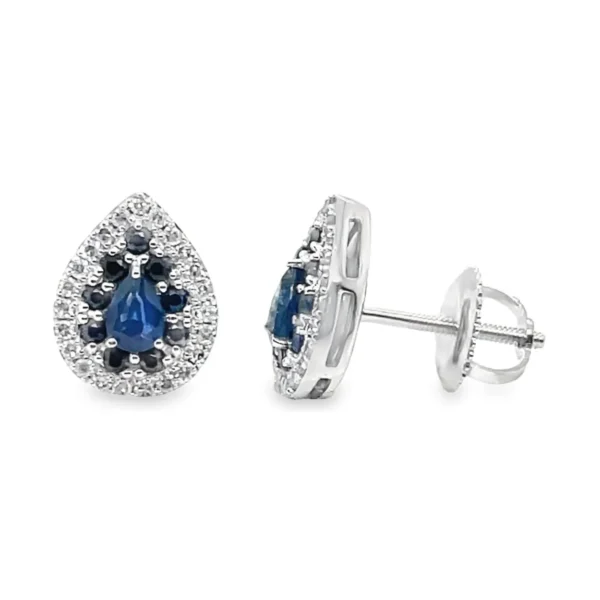 Pear Sapphire Halo Earrings
