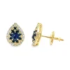 Pear Sapphire Halo Earrings