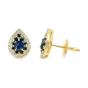 Pear Sapphire Halo Earrings