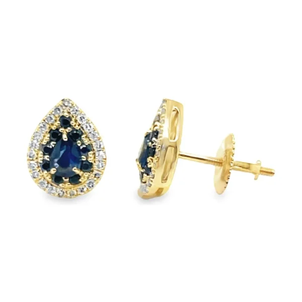 Pear Sapphire Halo Earrings