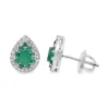 Pear Emerald Halo Earrings