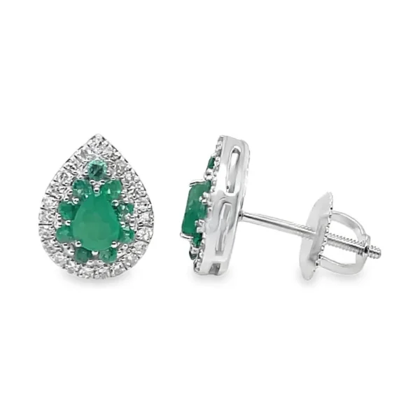 Pear Emerald Halo Earrings