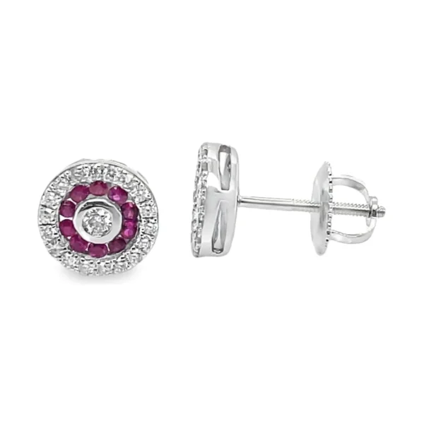 Round Gemstone Halo Earrings