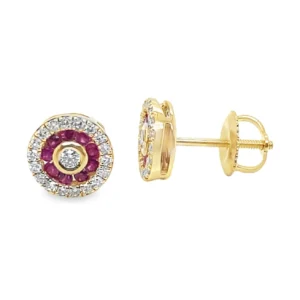 Ruby Halo Stud Earrings