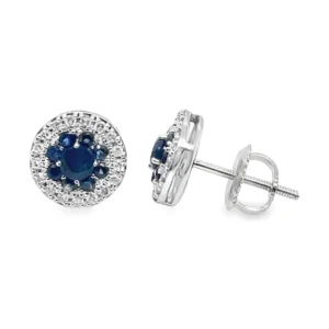 Sapphire Halo Stud Earrings