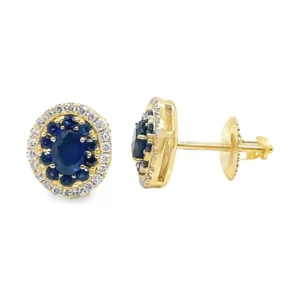 Sapphire Halo Stud Earrings