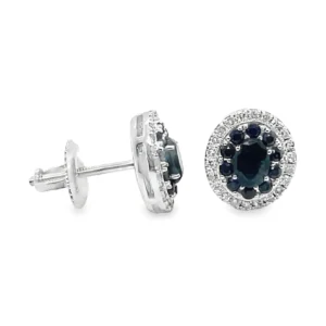 Oval Sapphire Halo Earrings