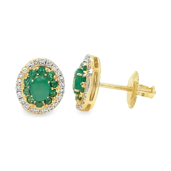 Emerald Halo Stud Earrings