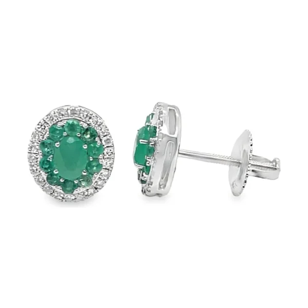 Oval Emerald Halo Earrings